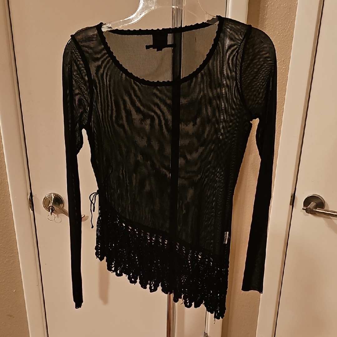 Jean Paul Gaultier Black Sheer Long Sleeve Blouse